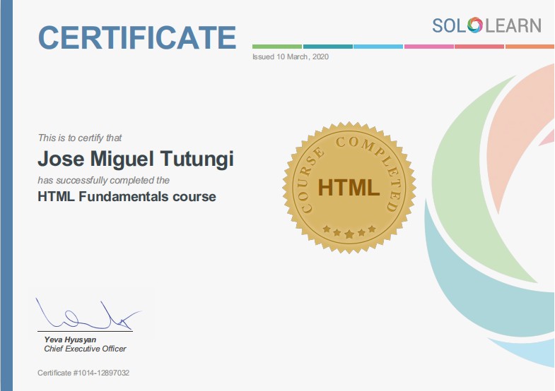 Certificado de HTML5